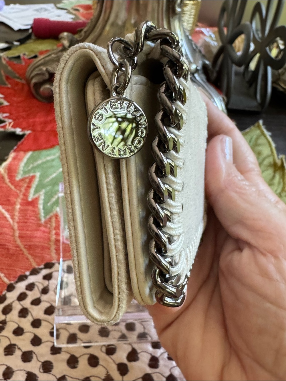 Stella McCartney Cream Woven-Edge Chain Small Wallet NWOT - Picture 6 of 13